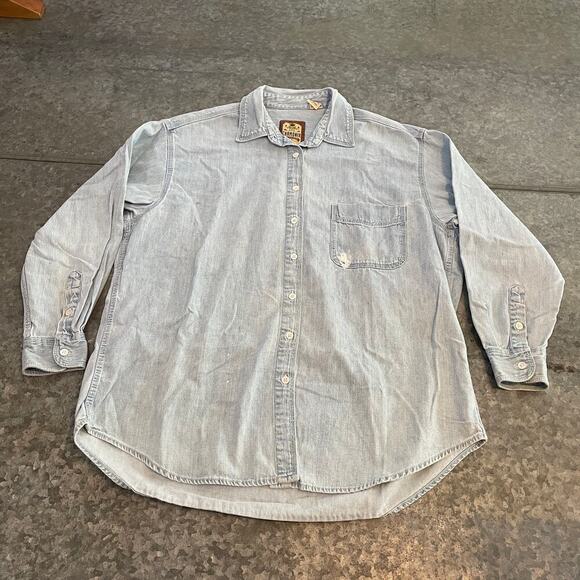 Vintage Western Denim Jean Shirt Womens Medium Pres De Chamonix Dad Grunge 90s - Picture 2 of 13